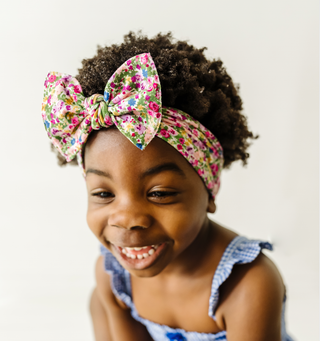 Baby Bling® Printed Knot soft nylon headband: Pink Rose