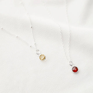 Tiny Moonstone Gemstone on Sterling Silver Necklace (Cira): Moonstone / 18" Satellite chain