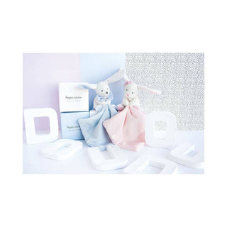 Hello Baby Blanket with Plush Stuffed Animal Bunny: Pink