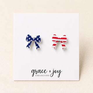 US Flag Bow Stud Earring, Acrylic Earrings