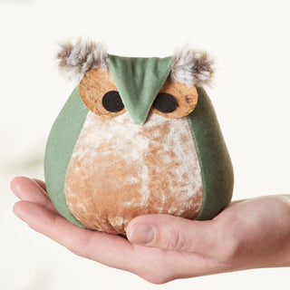 Whimsical velvet owls, charming owl enthusiastic, nature: Teal Owl