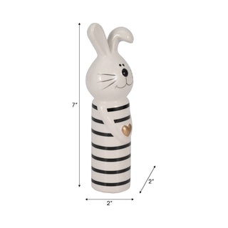 Ceramic Lines Bunny with Gold Heart Figurine - Black, 7 in.