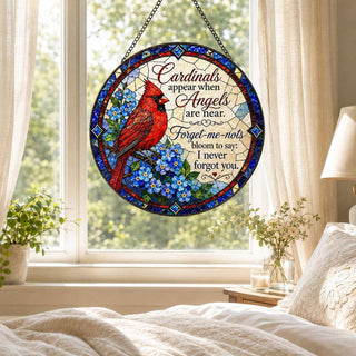 Cardinal Memorial Suncatcher, Forget Me Not Sympathy Gift: 6in