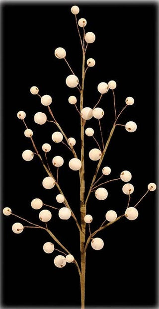 Wired Wood Bead Spray: Red & White