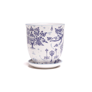 Liberte  Indoor plant pots with drainage 3 & 5 inch planter: Blue Leaves / 4.25"
