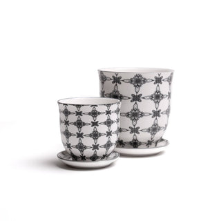 Liberte  Indoor plant pots with drainage 3 & 5 inch planter: Blue Leaves / 4.25"