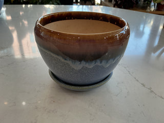 5” Drip Glazed Ceramic Pot