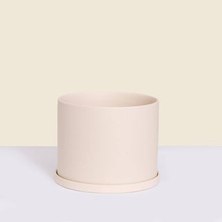 Medium Beige Pot with Saucer