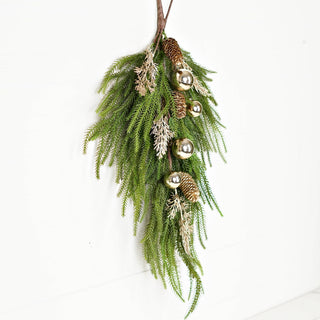 510022- 28inLx17inW Teardrop-Golden Holiday Norfolk Pine-