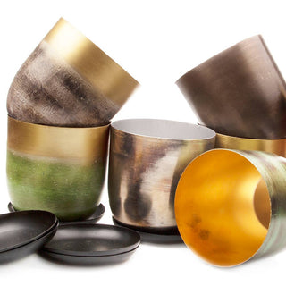 Joe Metal Flower Pots And Planters With Drainage Hole Saucer: White & Copper / 5"