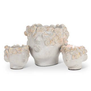 Mini Kissing Face Planter with Gold-4" H