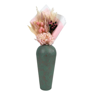 Turquoise Copper Finish Metal Decorative Vase