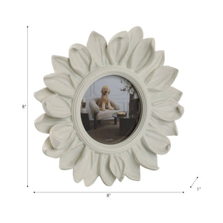 Photo Frame - Ivory Polyresin Boho Sunflower, 4x4 in.