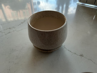 4.5” Tan Bowed Ceramic Pot