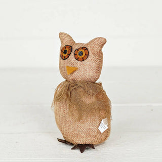 M6134-6.5inH Burlap Owl Sitter