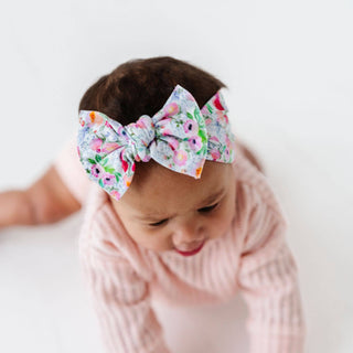 Baby Bling® Printed Knot soft nylon headband: Pink Rose
