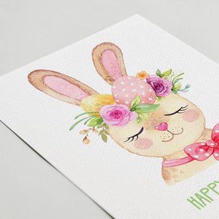 Happy Easter Card, Cute Easter Bunny Card, Eco Friendly: Mix of all 3 colors / Clear Protective Sleeves