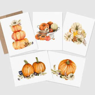 Boxed Set of 10 Pumpkin Greeting Cards, Autumn, Halloween