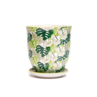 Liberte  Indoor plant pots with drainage 3 & 5 inch planter: Blue Leaves / 4.25"