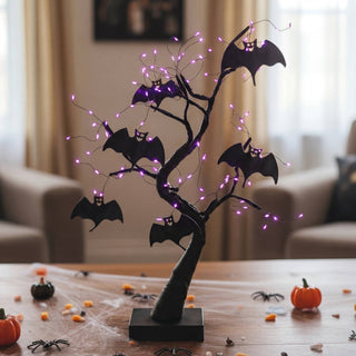 Halloween Hallmark Battery Black Willow Tree 2ft with Dual Color LEDs