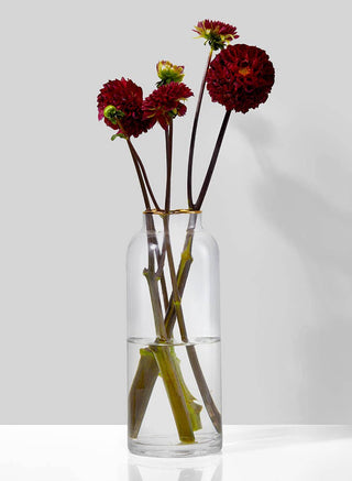 9in Tall Gold Rim Glass Bottle Vase