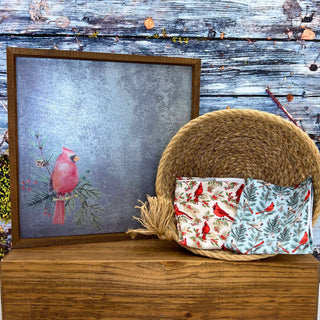 Red Christmas Cardinals Waffle Washcloth - Stocking Stuffers