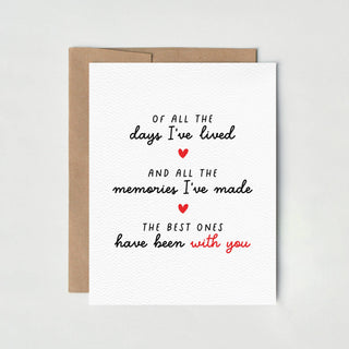 Anniversary Card, Romantic Birthday, Love Card: Red Envelopes / Clear Protective Sleeves