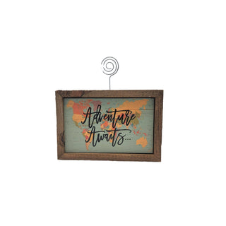 6X4 Tabletop Picture Frame Block - Adventure Awaits Map Sign