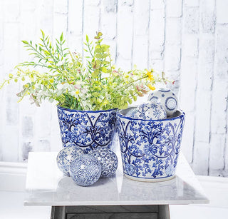Blue & White Decorative Balls - 6 Assorted - 3"D
