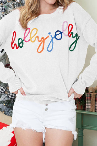 Holly Jolly Merry Christmas Round Neck Sweater | S-2XL