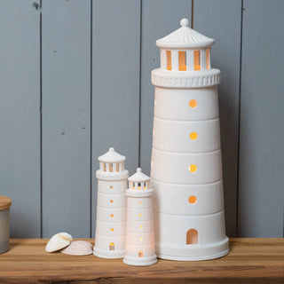 Beyond The Sea Lighthouse Tealight Holder: Lighthouse Medium - 7.1"