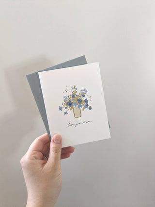 Mother's Day Card | Love You Mom Blue Flowers
