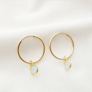 Quartz 14K Gold Fill Hoop Earrings (Valais): Moonstone