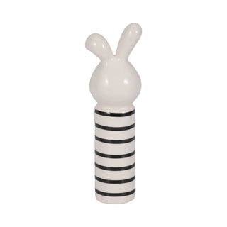 Ceramic Lines Bunny with Gold Heart Figurine - Black, 7 in.