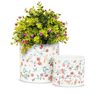 Large Tapestry Birds Planter-6"H