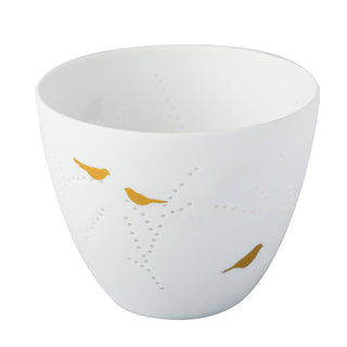 Poetry Tealight Holder with Bird Design: Med 3.7x3.5in Birds