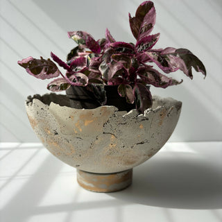 Half Moon Bowl Pot 7" | Decorative Bowl | Rough Concret Bowl: With hole