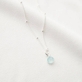 Tiny Moonstone Gemstone on Sterling Silver Necklace (Cira): Moonstone / 18" Satellite chain