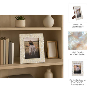 Photo Frame - Ivory Wood Mother Of Pearl Inlay Vine: Ivory / 5x7