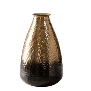 Hammered Ombre Bronze Aluminum Metal Vase 12in