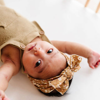 Baby Bling® Printed Knot soft nylon headband: Pink Rose