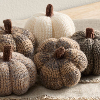 Cozy Knit Pumpkins, variegated yarns, unique autumn colors: 4 inch Sunset
