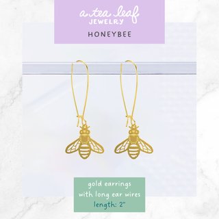 Honeybee Earrings: Gold / Short Ear Wires