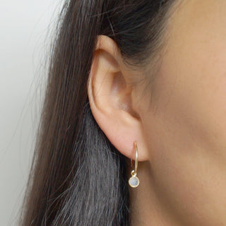 Quartz 14K Gold Fill Hoop Earrings (Valais): Moonstone