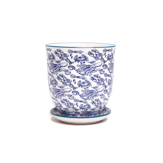Liberte  Indoor plant pots with drainage 3 & 5 inch planter: Blue Leaves / 4.25"