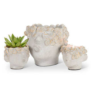 Mini Kissing Face Planter with Gold-4" H