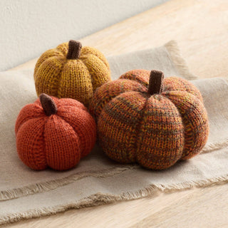 Cozy Knit Pumpkins, variegated yarns, unique autumn colors: 4 inch Sunset