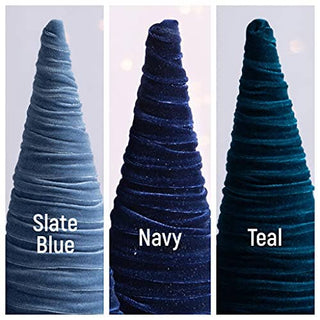 Cones Velvet Small, Elegant Bookshelf Tree Decor, Mantel: Silver