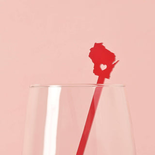 Wisconsin Love Stir Sticks, Swizzle Sticks: Transparent Red