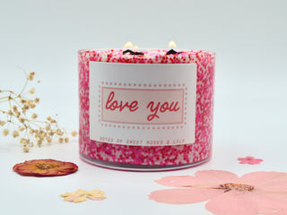 Love You - 3 Wick Valentine's Day Candle - 15 oz Soy Candle